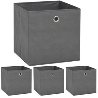 Boîte De Rangement 4 Pièces Tissu Non-tissé 32x32x32 Cm Gris