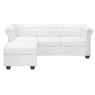 Canapé Chesterfield En Forme De L Cuir Synthétique Blanc 1