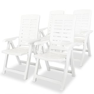 Chaises Inclinables De Jardin 4 Pièces Plastique Blanc Siège Meuble Terrasse Patio Extérieur