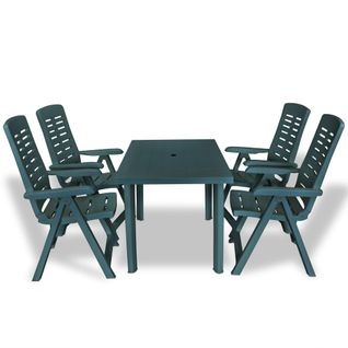 Ensemble à Manger D'extérieur 5 Pièces Plastique Vert