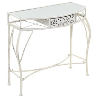Table D'appoint Style Français Métal 82 X 39 X 76 Cm Blanc