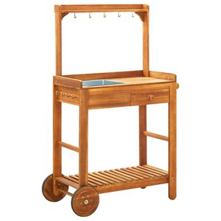 Chariot De Cuisine De Jardin Bois D'acacia 92x43,5x141,5 Cm
