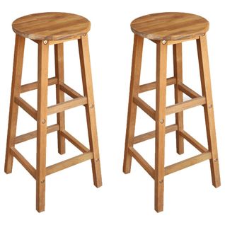Tabourets De Bar Lot De 2 Bois D'acacia Solide