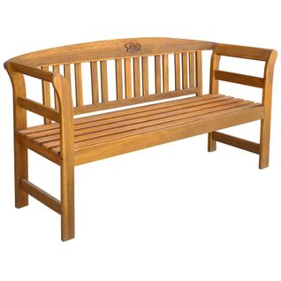 Banc De Jardin En Acacia Sculpté - 157x45x82.5 Cm - Naturel