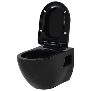Wc Céramique Noir Suspendu Avec Siège Soft-close et Design Slim