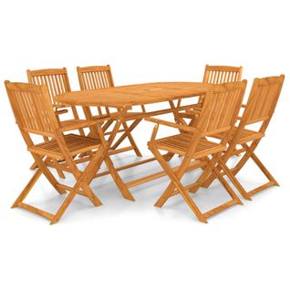 Ensemble De Jardin Pliable En Acacia 7 Pièces - 160x85x74 Cm - Naturel
