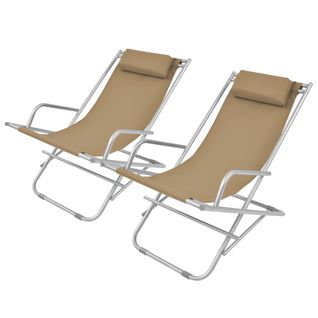 Chaises Inclinables De Terrasse 2 PCs Acier Taupe