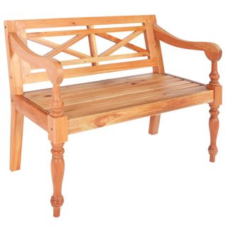Banc Batavia 98 Cm Bois D'acajou Massif Marron Clair