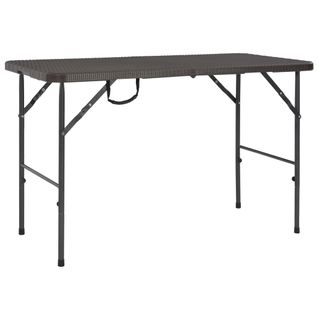Table De Jardin Pliante Marron 120x60x74cm Pehd Aspect De Rotin
