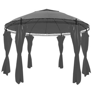 Gazebo Avec Rideaux Résistants Aux Uv, Rond 3,5x2,7 M Anthracite