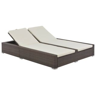 Chaise Longue Double Résine Tressée Marron