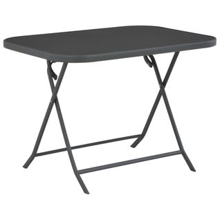 Table Pliable De Jardin Gris 100x75x72 Cm Verre Et Acier