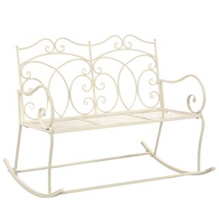 Banc De Jardin 104 Cm Fer Blanc Antique