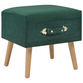 Table De Chevet En Velours Vert 40 X 35 X 40 Cm Avec Tiroir En Pin Massif