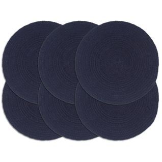 Napperons 6 Pièces Bleu Marine Plain 38 Cm Rond Coton