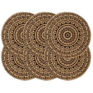 Napperons 6 Pièces Marron Foncé 38 Cm Rond Jute