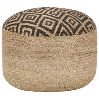 Pouf Fait à La Main Noir 45 X 30 Cm Jute