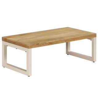 Table Basse 100x50x35 Cm Bois De Manguier Solide Et Acier