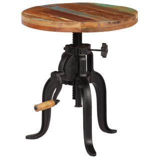 Table D'appoint 45x (45-62) Cm Bois De Récupération Et Fonte