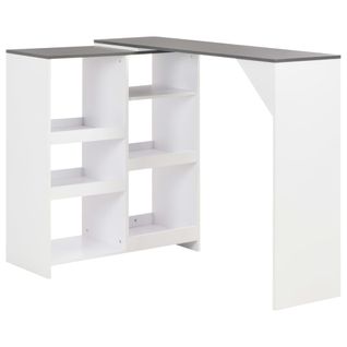 Table De Bar Avec Tablette Amovible Blanc 138x39x110 Cm