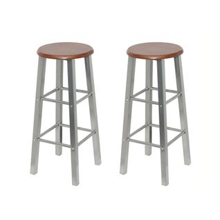 Tabouret De Bar Lot De 2 Métal Avec Siège En Mdf