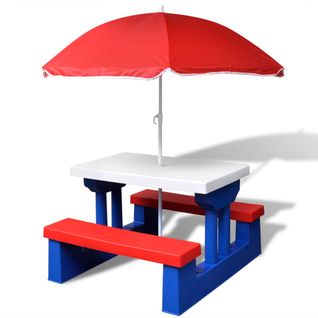 Table Et Bancs De Pique-nique Avec Parasol Pour Enfants Meuble Patio Terrasse Extérieur
