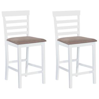 Chaises De Bar Lot De 2 Blanc Tissu