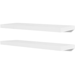 2 Étagères Murales Mdf Blanc Rangement De Livres/dvd