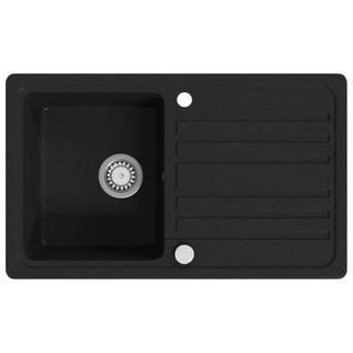Évier De Cuisine En Granite Avec Égouttoir Réversible Noir