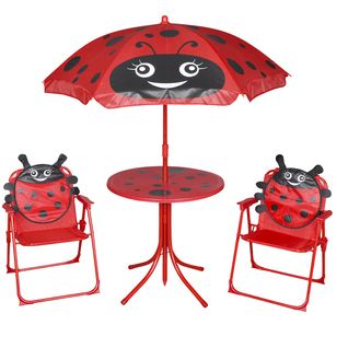 Jeu De Bistro Avec Parasol Pour Enfants 3 Pièces Rouge