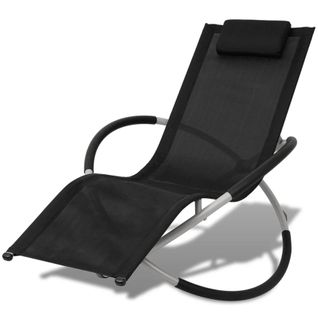 Chaise Longue Ergonomique Et Pliable - 174x78x89 Cm - Noir