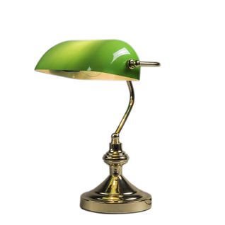 Lampe De Table/lampe De Notaire Classique En Laiton Avec Verre Vert - Banker
