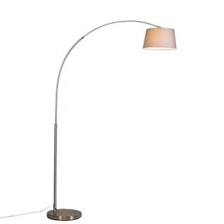 Lampe D'arc Moderne En Acier Avec Abat-jour En Tissu Gris - Arc Basic