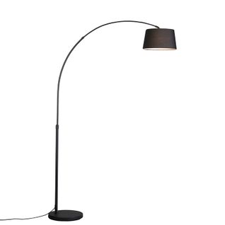 Lampe D'arche Moderne Noire Avec Abat-jour En Tissu Noir - Arc Basic