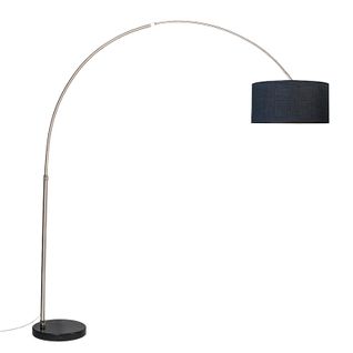Lampe à Arc En Acier Avec Abat-jour En Tissu Noir 50 Cm - XXL