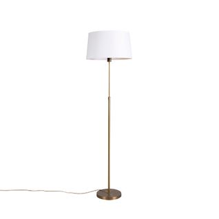Lampadaire En Bronze Avec Abat-jour En Lin Blanc 45 Cm Réglable - Parte