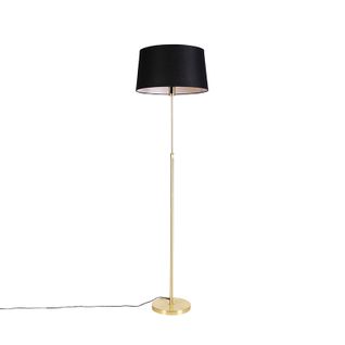 Lampadaire Or / Laiton Avec Abat-jour En Lin Noir 45 Cm - Parte