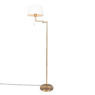 Lampadaire Classique Bronze Avec Abat-jour Blanc Réglable - Ladas Fix
