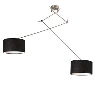 Lampe à Suspension Acier Avec Abat-jour 35 Cm Noir Réglable - Blitz Ii