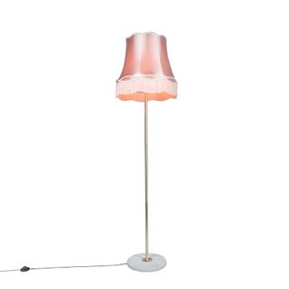 Lampadaire Rétro En Laiton Avec Abat-jour Granny Rose 45 Cm - Kaso
