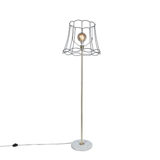 Lampadaire Rétro En Laiton Avec Cadre Granny Noir 45 Cm - Kaso