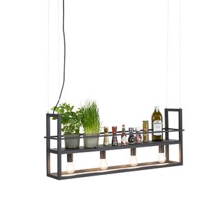 Suspension Noire Avec Étagère 4 Lumières - Cage Rack
