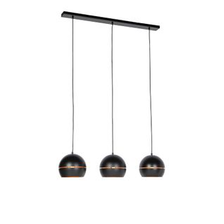 Lampe Suspendue Design Noir Avec Intérieur Doré 3 Lumières - Buell