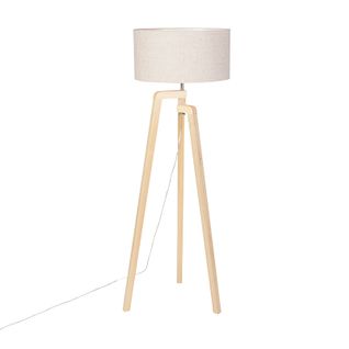 Lampadaire Tripode Bois Avec Abat-jour Poivre 50 Cm - Puros