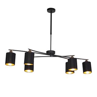 Suspension Moderne Noire Réglable 6 Lumières - Lofty