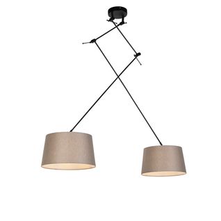 Suspension Avec Abat-jour En Lin Taupe 35 Cm - Blitz Ii Noir
