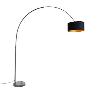 Lampe à Arc Noir Velours Noir Avec Or 50 Cm - XXL