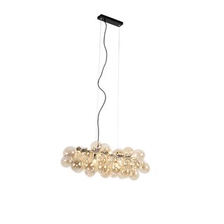 Suspension Design Noire Avec Verre Ambre 8 Lumières - Uvas
