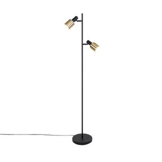 Lampadaire Design Noir Avec Or 2 Lumières - Stijn