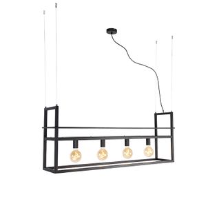 Suspension Industrielle Noire Avec Étagère Grande 4 Lumières - Cage Rack